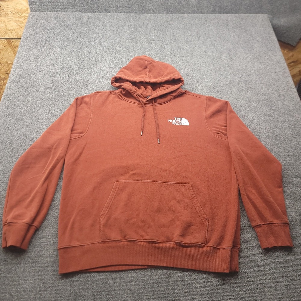 The North Face Mens Box Logo Hoodie Rust Orange Never Stop Exploring ML053 L